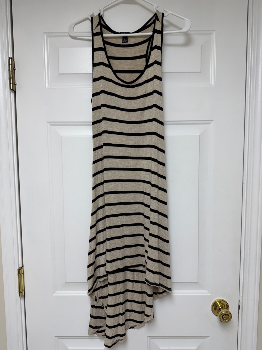 Forever 21 Beige and Black Striped High-Low Maxi Dress